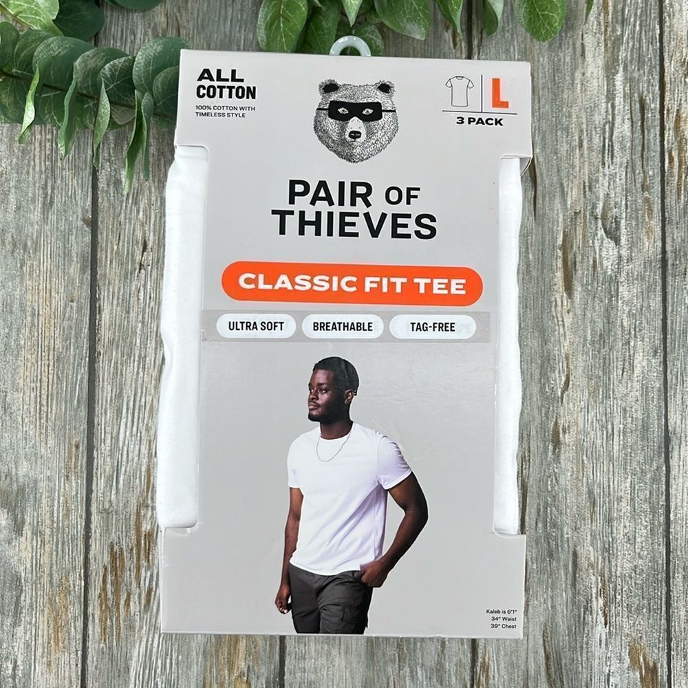 Men’s Pair of Thieves White Cotton Crew Undershirt T-Shirts 3-Pack Size L